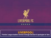 EPL: Liverpool Reversed its Decision to Furlough Employees